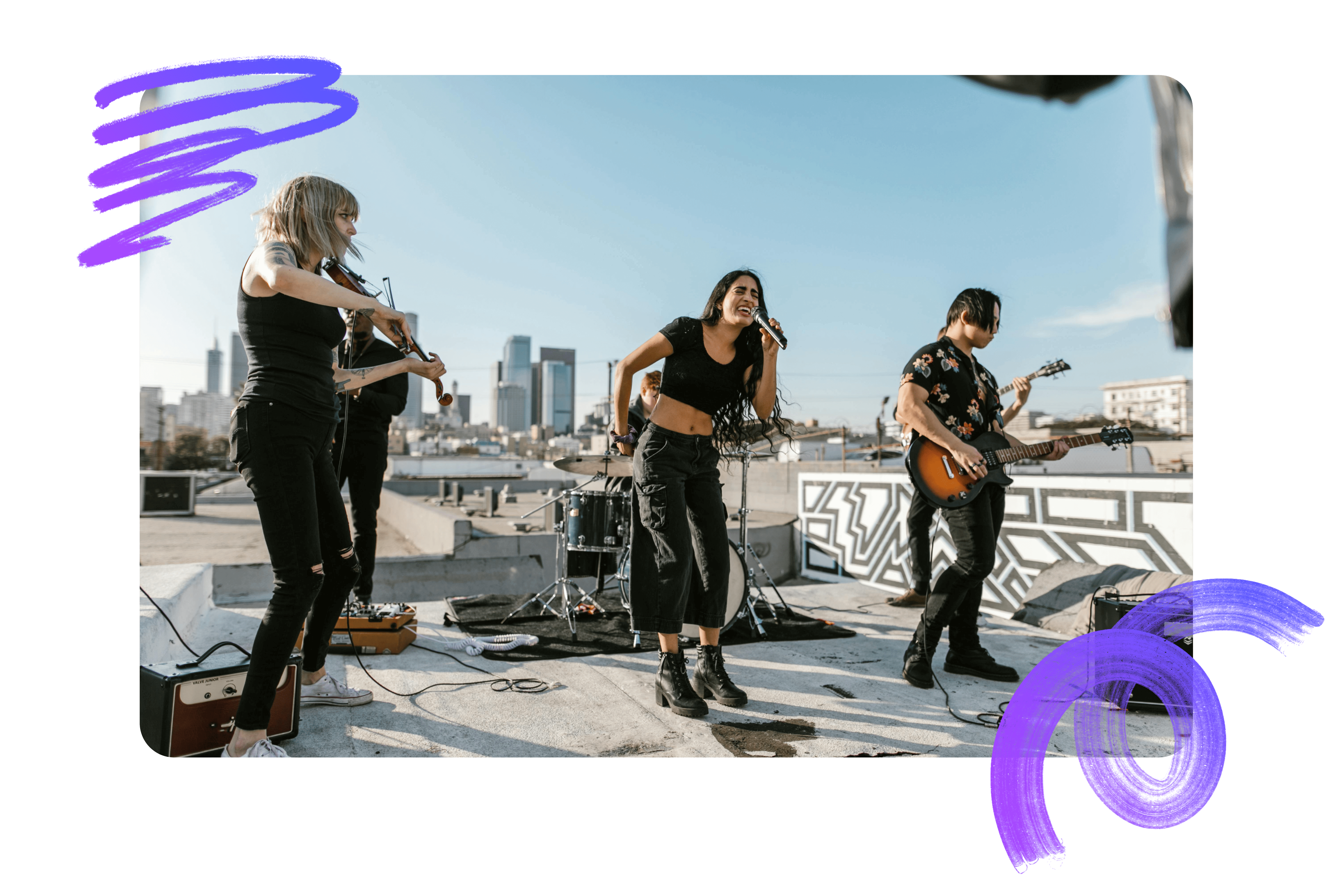 Grupo de música colaborando